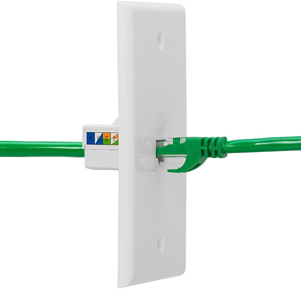 Cmple - RJ45 Keystone Jack 90 Degree Cat6 Keystone Jack Insert Punch Down RJ45 Connectors Female for Wall Plates, Patch Panels, Patch Cables, Ethernet Cables - White