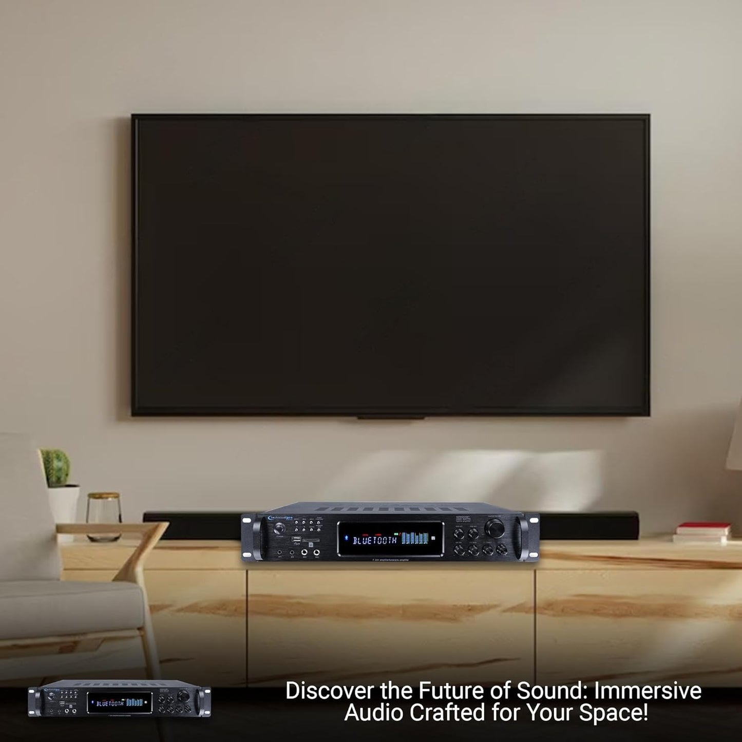 Home Audio System Kit - 7.2 Channel 1500W Bluetooth Amplifier w/ 8 Qty of 8" Framed Ceiling Speakers 300 W Each, 4-Ch Speaker Selector, 2 Qty of Mic, 250 ft Speaker Wire & Remote by Vaiyer