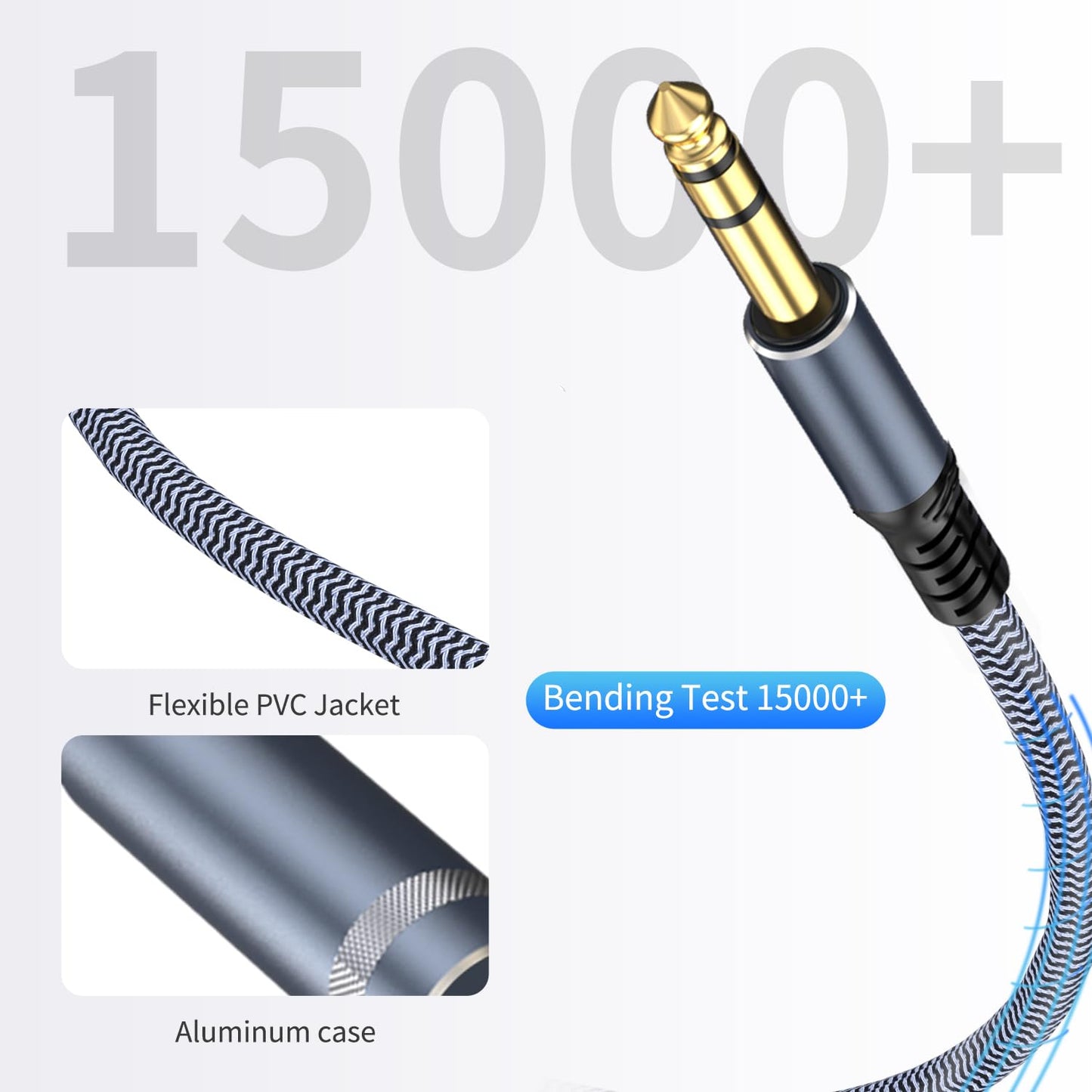 1/4 inch Extension Cable 1.5ft, 1/4" inch Male to Female Stereo Headphone Guitar Extension Cable
