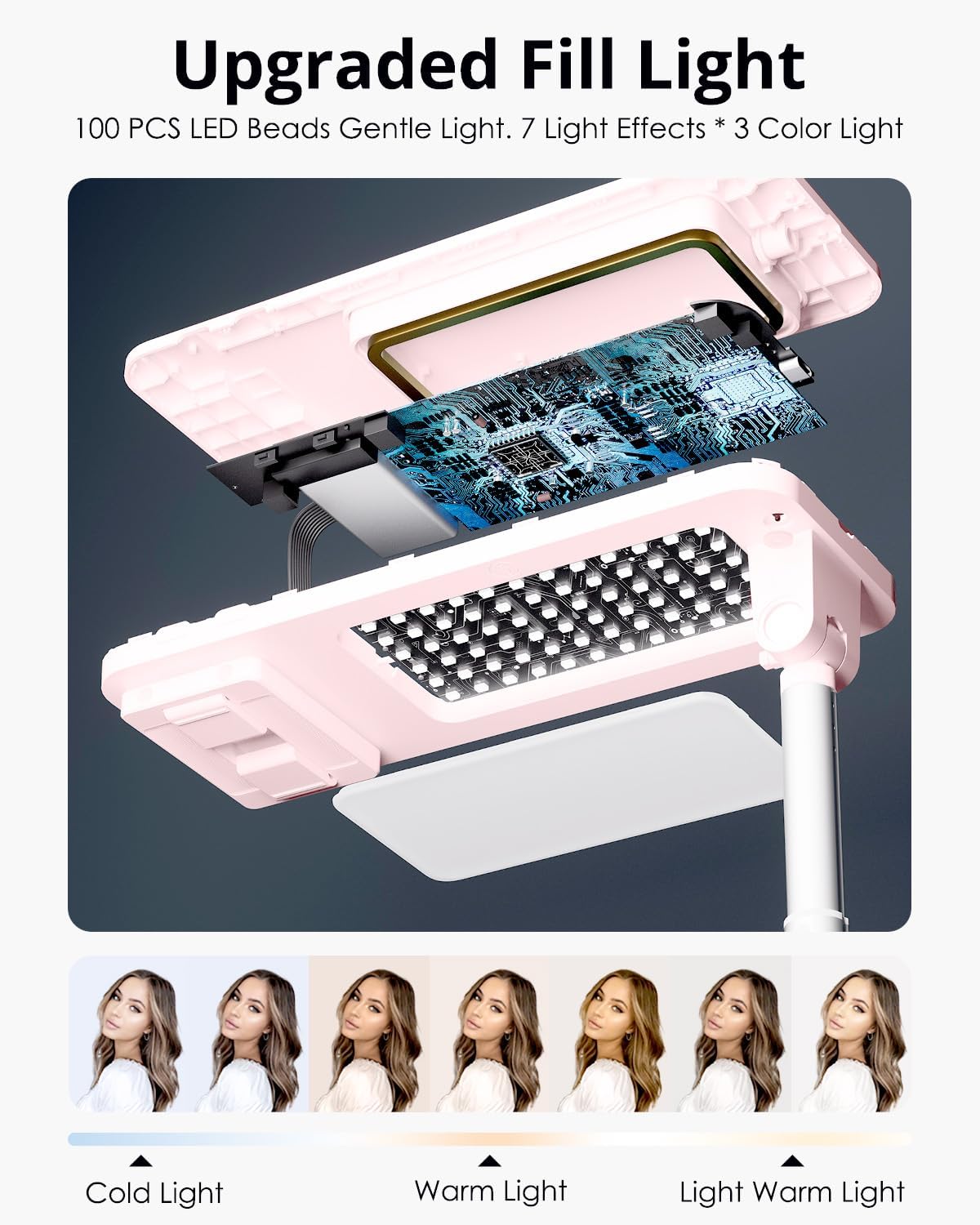 Phone Stand for Recording, Overhead Phone Mount with Light, Selfie Stand,Portable,Extendable,360° Rotate,Adjustable,Wireless Remote,Rechargeable, for 3.5-6.9" Phones, Live Streaming