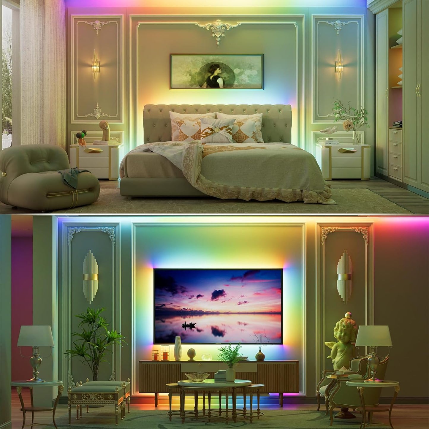 PAUTIX Wi-Fi+Bluetooth Music Pixel LED Smart Controller Kit SP548E,Compatible with Alexa/Google Assistant,App Control RF Remote Control,Addressable Color LED Strip Pixels Light DC5V-24V