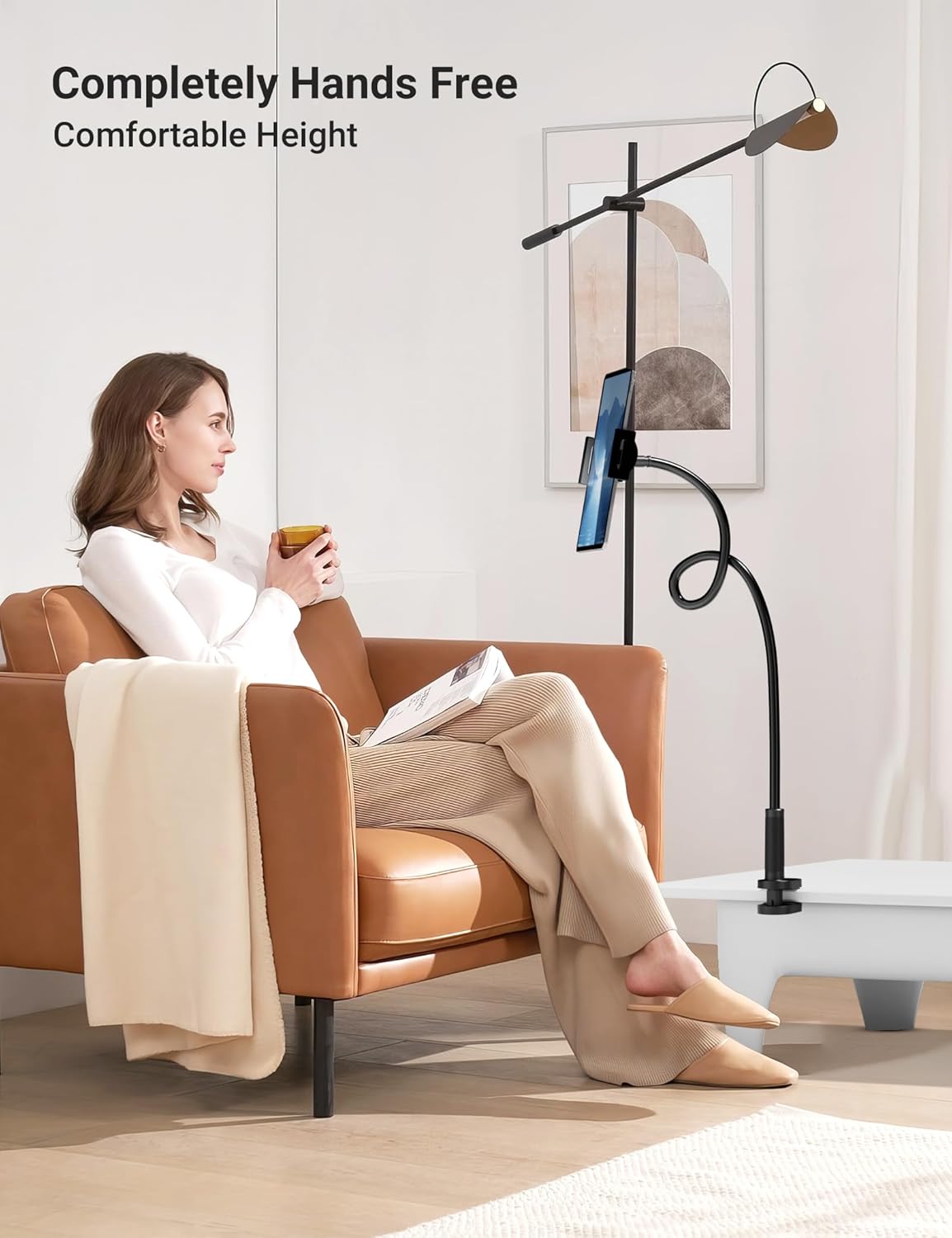 Flexible Gooseneck Tablet Holder, 360° Adjustable Phone Mount with Sturdy Clamp for Desk/Bed/Kitchen, Compatible with iPad Air Pro Mini iPhone/Samsung Galaxy Tabs/Nintendo Switch/4.7~12.9"