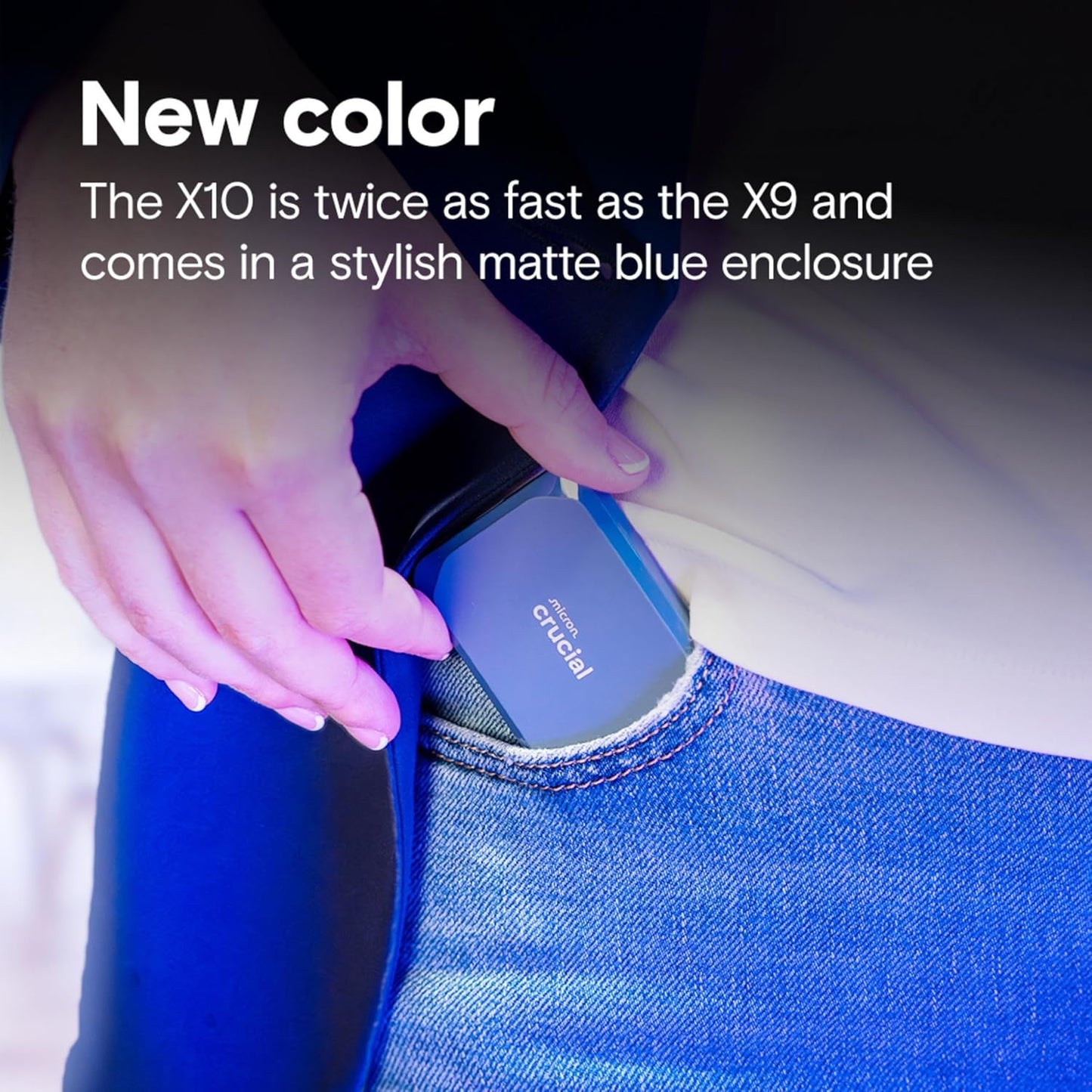 Crucial X10 4TB Portable SSD, Up to 2,100MB/s, USB 3.2 USB-C, External Solid State Drive, Compatible with Windows, Mac & Android, Durable Storage for Games, Photos & Files, Blue - CT4000X10SSD9-02