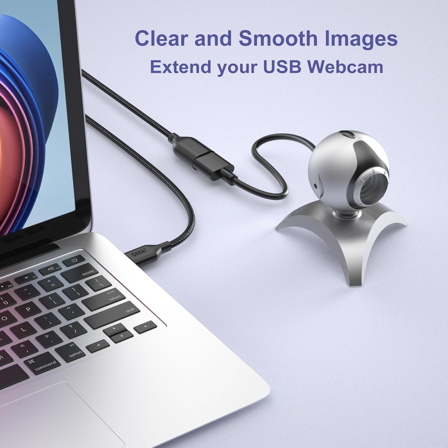 USB Extension Cable, 2-Pack OKRAY 6FT Nylon Braided USB 2.0 Extension Cable Type A Male to Female Cable Extender Cord with Gold-Plated Connector for Printer, Camera, USB Flash Drive, Hard Drive, Mouse