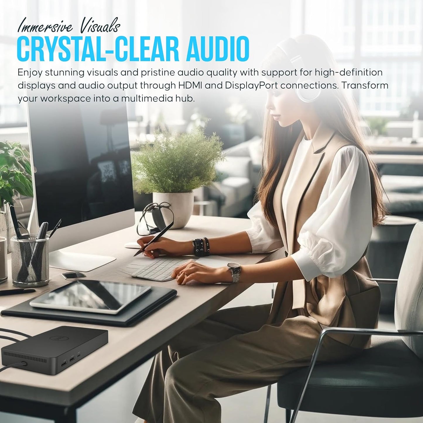 WD22TB4 Dell Thunderbolt 4 Dock 40Gbps USB-C/USB-A 1 Year Warranty - Docking Station with 180W, HDMI, DisplayPort Cables & Cleaning Cloth – Supports Dual/Triple Monitors & 4K Displays