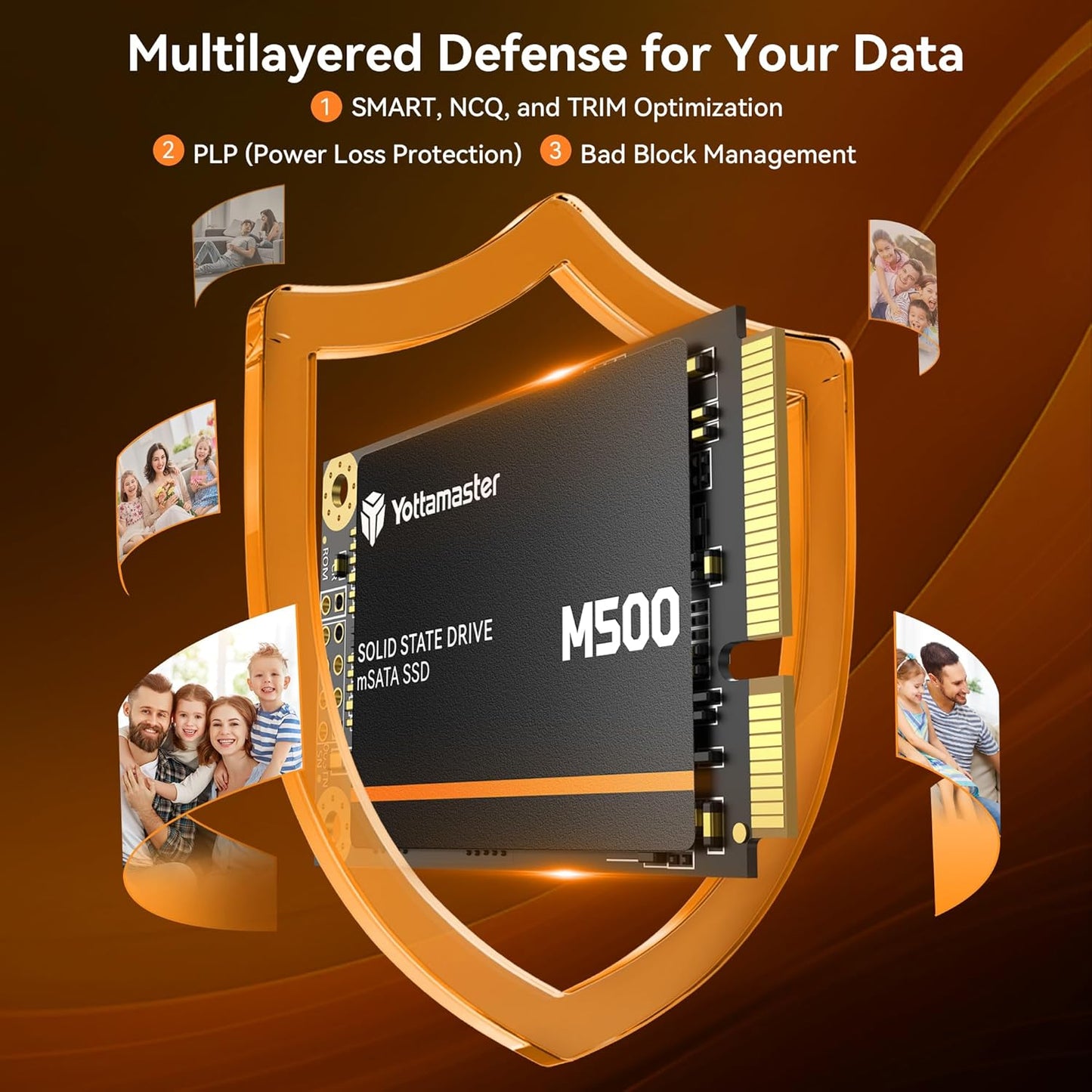 Yottamaster M500 1TB mSATA SSD SATA III 6Gb/s, mSATA Internal Solid State Drive Up to 500MB/s, Mini-SATA with 3D NAND, Compatible with Ultrabooks Desktop PC Laptop, All-in-One PCs, 30x50mm