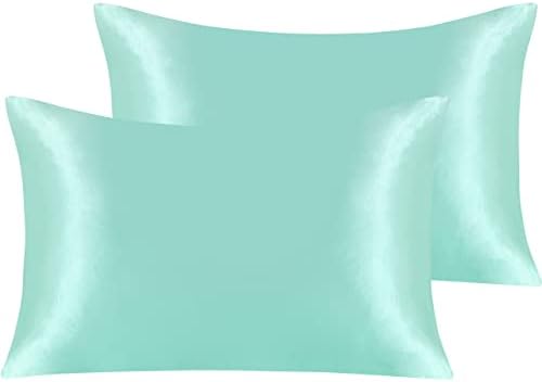 NTBAY Standard Satin Pillowcases, Light Blue by NTBAY
