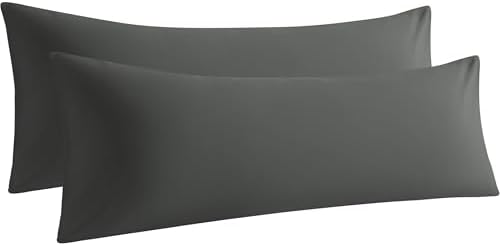 Body Pillow Cases, 2 Pack, 20x54 in, Microfiber, Dark Grey by Aerlomi
