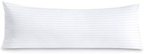 Body Pillow Cover 20x54 White Stripe 100% Egyptian Cotton 600 Thread Count by beddingstar
