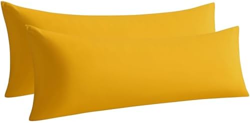 Body Pillow Cases, 2 Pack, 20x54 in, Microfiber, Ginger Yellow by Aerlomi