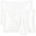 2 Pack Ruffle Satin Pillowcases Standard Size 20"x26" White by QJFabricCO