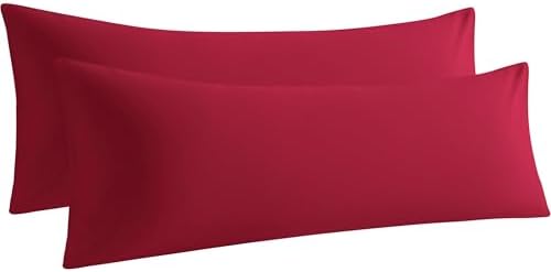 Body Pillow Cases, 2 Pack, 20x54 in, Microfiber, Wine Red by Aerlomi
