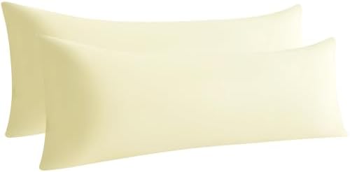 Body Pillow Cases, 2 Pack, 20x54 in, Microfiber, Cream Yellow by Aerlomi