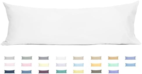 Sunflower Body Pillowcase Cotton Long Pillow Cover 1 Pack, Bright White by SunflowerHometexUS