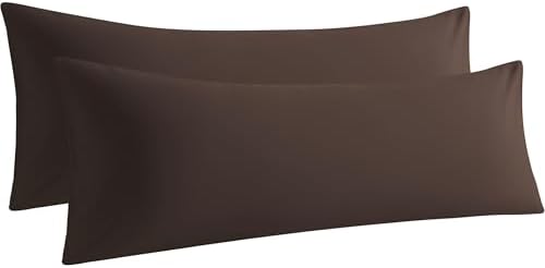 Body Pillow Cases, 2 Pack, 20x54 in, Microfiber, Dark Brown by Aerlomi