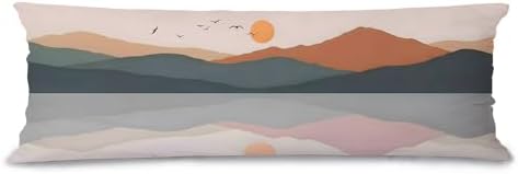 Abstract Boho Sun and Mountain 20x54 inches Body Pillow Decorations Cover Case by Unknown
