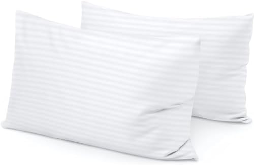 Toddler Travel Pillowcase 14x20 Set of 2 White Stripe 100% Egyptian Cotton by beddingstar