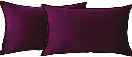 Velvet Purple Throw Pillow Covers 12”x20”Pack of 2 Soft Decorative by JIAHANNHA