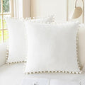 CaliTime Decorative Couch Throw Pillow Covers 16 X 16 Inches True White by CaliTime