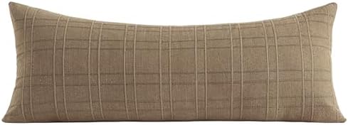 MIULEE Long Lumbar Throw Pillow Cover 14x36 Soft Linen Check Decorative - Image 6