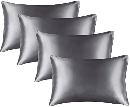 BEDELITE Satin Pillowcases, Standard Size 20x26 Inch, Dark Grey by BEDELITE
