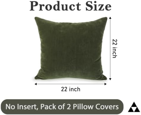 JoraLion Chenille Lumbar Pillow Covers 22x22 inch Moss Green - Image 3