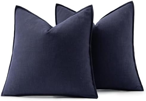 MIULEE Decorative Linen Pillow Covers 18x18 Inch Navy - Image 6
