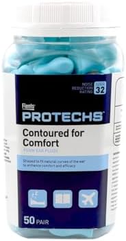 Flents Protechs Contoured for Comfort Ear Plugs, NRR 32, 50 Pair by Flents