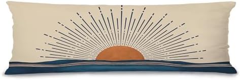 Retro Boho Sun Sunshine 21x54 Body Pillow Cover Case, Abstract Mid Century by Unknown
