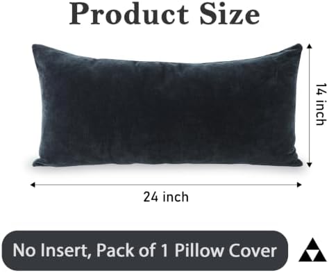 JoraLion Chenille Lumbar Pillow Covers 14x24 inch Dark Blue - Image 3