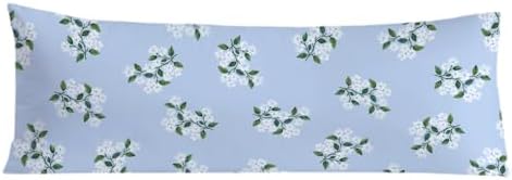 Blue Hydrangea Chinoiserie Body Pillow Covers 20x54, Grandmillennial Home Decor by Exqcom