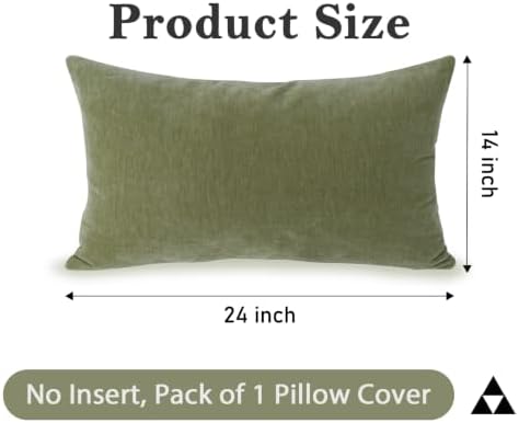 JoraLion Chenille Lumbar Pillow Covers 14x24 inch Olive Sage Green - Image 3