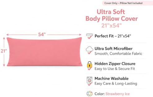 EVOLIVE Body Pillow Cover 21"x54", Microfiber Hidden Zipper - Image 3