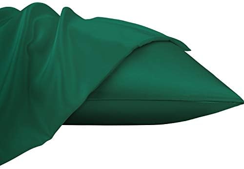 NTBAY Standard Satin Pillowcases, Dark Green - Image 2
