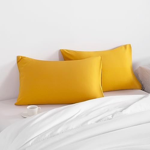 NTBAY Standard Microfiber Pillowcases, Ginger Yellow - Image 2