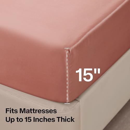 BEDELITE Satin Sheets Queen Size Bed Set, Rose Pink, 4 Pieces - Image 5