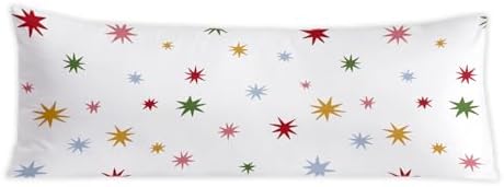 Boho Colorful Stars 20x54 Body Pillow Cover, Mid Century Modern Decorative Long by PIUD