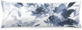 Florals Body Pillow Cover Navy Watercolor Flowers Long Pillow Case by AELMARNEE