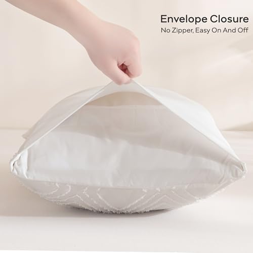 JELLYMONI Bright White Grid Tufted Pillowcases Standard Size - Image 4