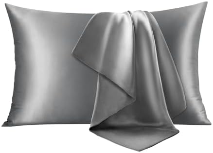 INFIIXSO Silk Pillow Cases Queen Size Set of 2, Hidden Zipper, Dark Grey by INFIIXSO