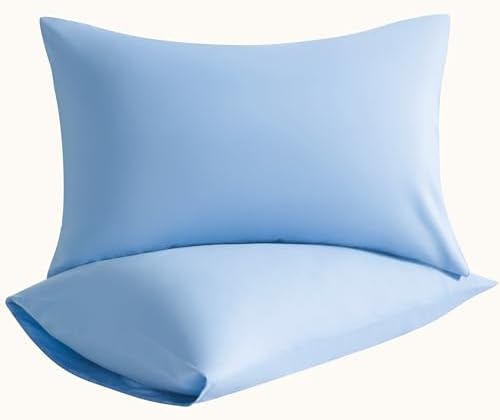 Standard Pillow Cases, 2 Pack, 20x26 in, Microfiber, Sky Blue by Aerlomi