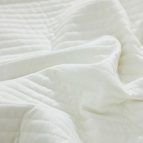 Stripe Quilted Pillowcases Set of 2, King Size Envelope Pillow Covers Soft - Image 6