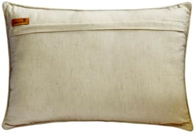The HomeCentric Decorative Gold 12"x18" Lumbar Pillow Cover, Linen Beaded - Image 3