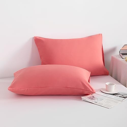 NTBAY Microfiber Queen Pillowcases, 4 Pack, 20 x 30, Coral Pink - Image 2