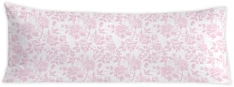 Pink Chinoiserie Floral 20x54 Body Pillow Cover, Grandmillennial Home Decor by PIUD