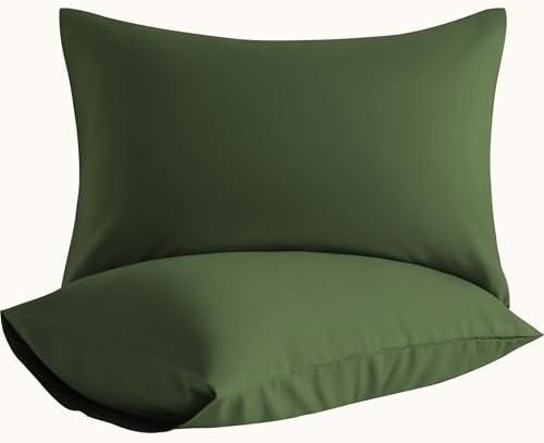 King Pillow Cases, 2 Pack, 20x36 in, Microfiber, Olive Green by Aerlomi