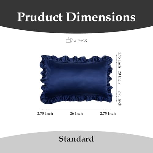 2 Pack Ruffle Satin Pillowcases Standard Size 20"x26" White - Image 2