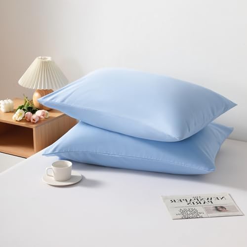 Standard Pillow Cases, 2 Pack, 20x26 in, Microfiber, Sky Blue - Image 3