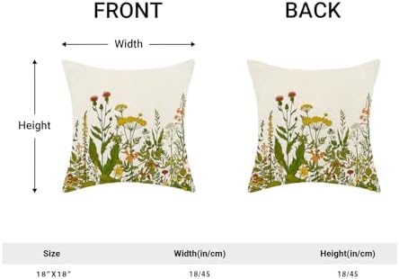 AEIOAE Yellow and Green Pillow Covers 18x18 Inch Set of 2, Spring Wildflower - Image 5