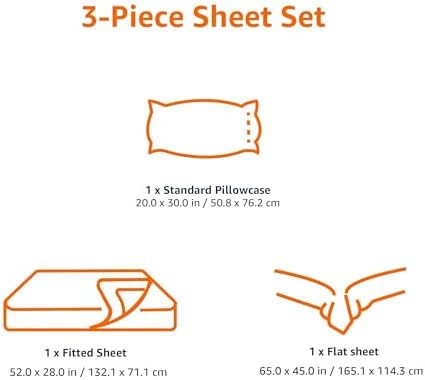 Amazon Basics 3 Piece Bed Sheets Set, 100% Cotton Jersey, Includes Super Soft - Image 4